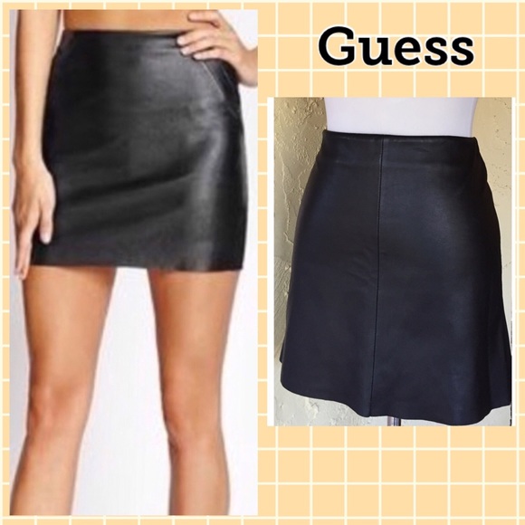 Guess Dresses & Skirts - Guess genuine leather black mini skirt